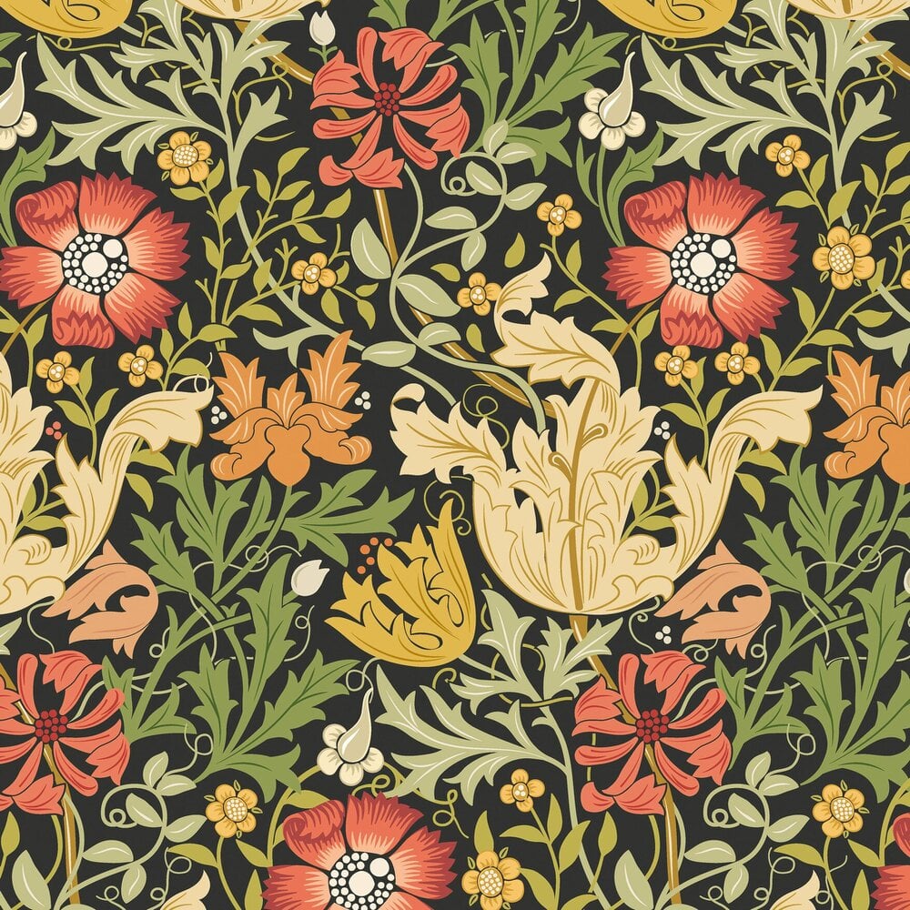 Hoopla Walls Honeysuckle & Tulip - Midnight Forest 10m Wallpaper