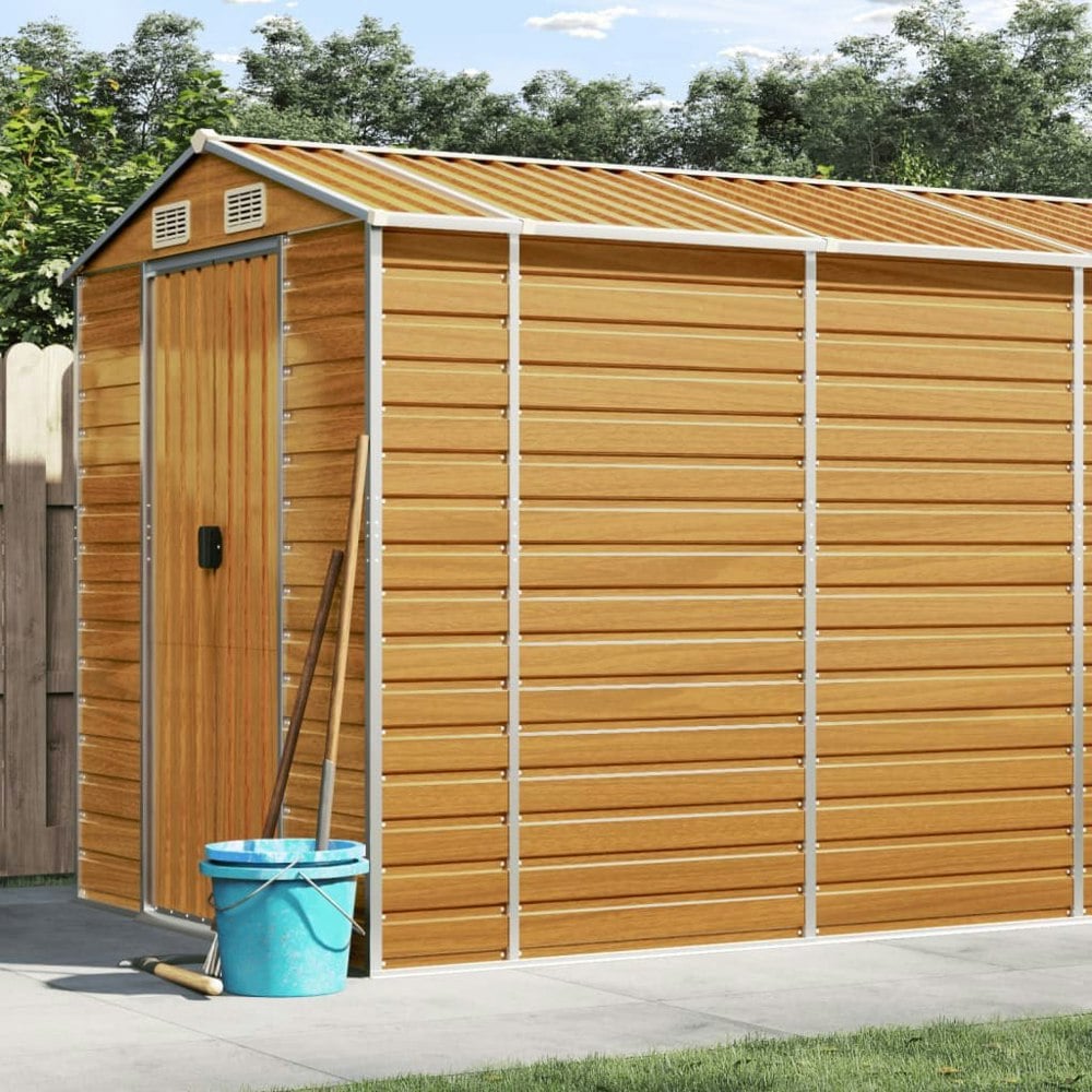 Berkfield Garden Shed Light Brown 191x640x198 cm Galvanised Steel