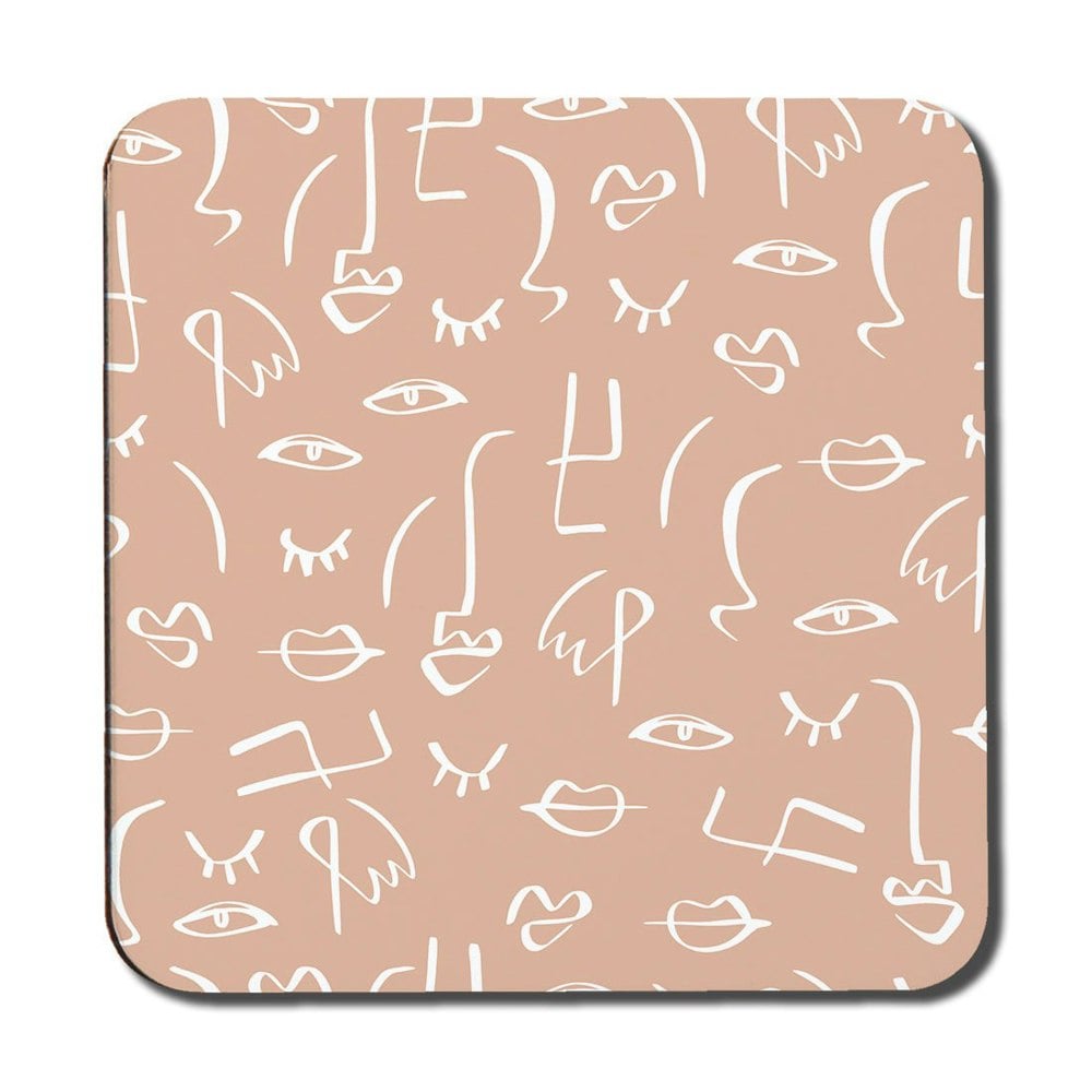 Benjamin Tate Design line drawing abstract faces (Coaster)