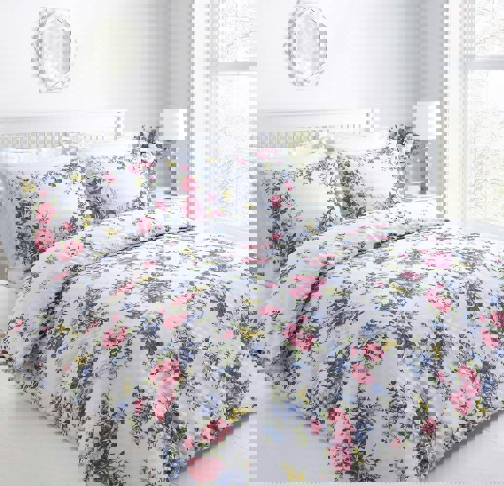 Velosso Vintage Floral Printed Cotton Blend Duvet Cover and Pillowcase Set