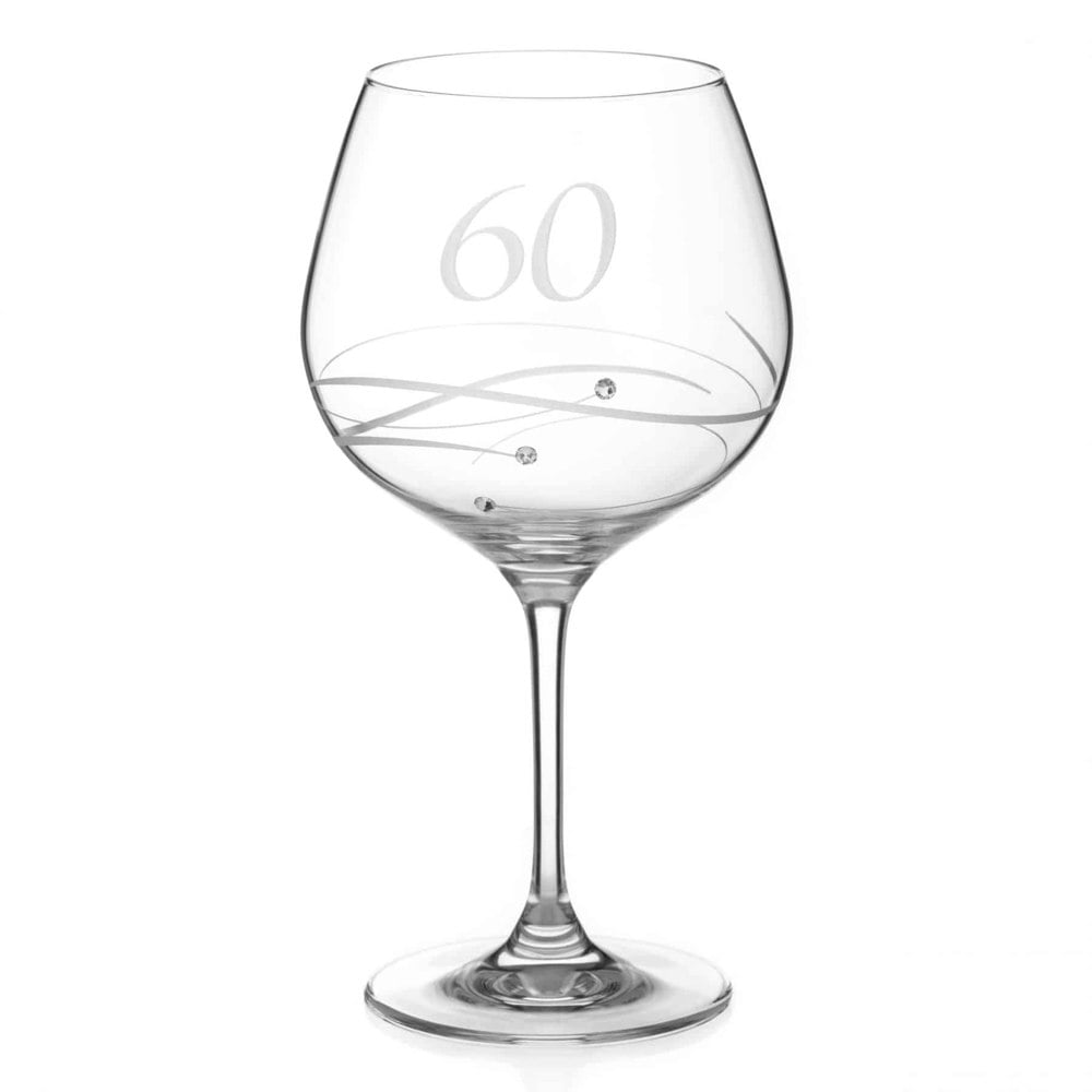 Diamante 60th Birthday Spiral Gin Glass Adorned with Crystals by Swarovski®