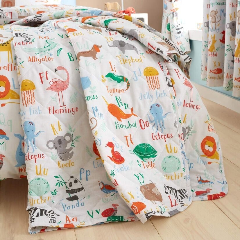 Animal Alphabet Quilted Throw - Happy Linen Company