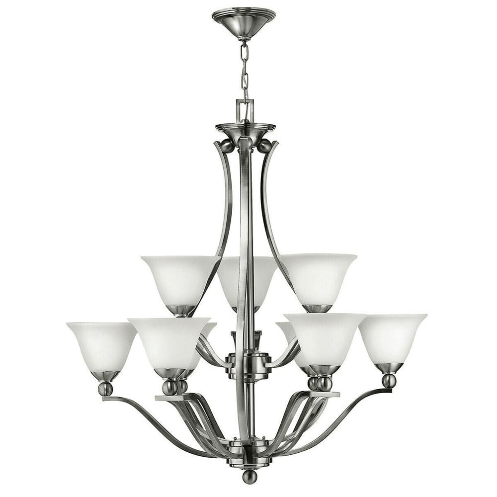 9 Bulb Chandelier Hanging Pendant LIght Brushed Nickel LED E27 60W Bulb Loops