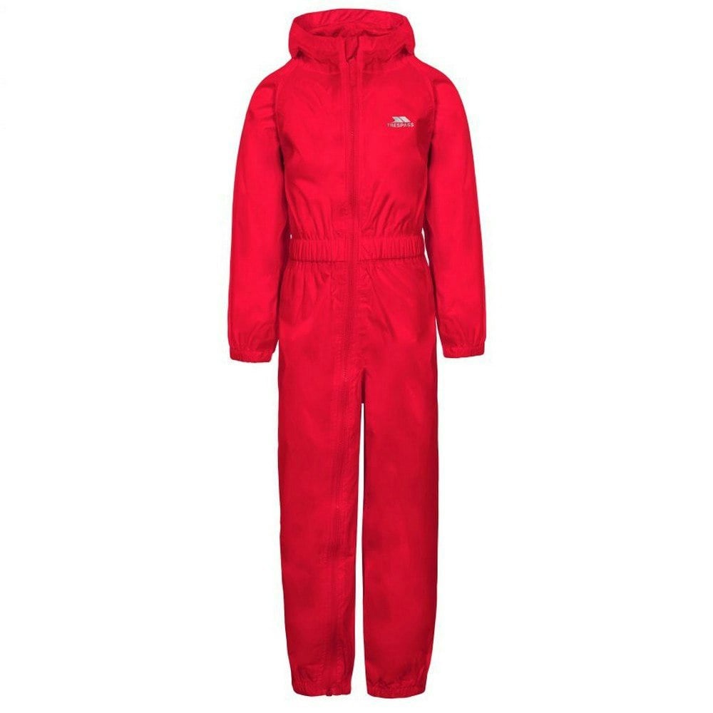 Trespass Childrens/Kids Button Rain Suit - Red