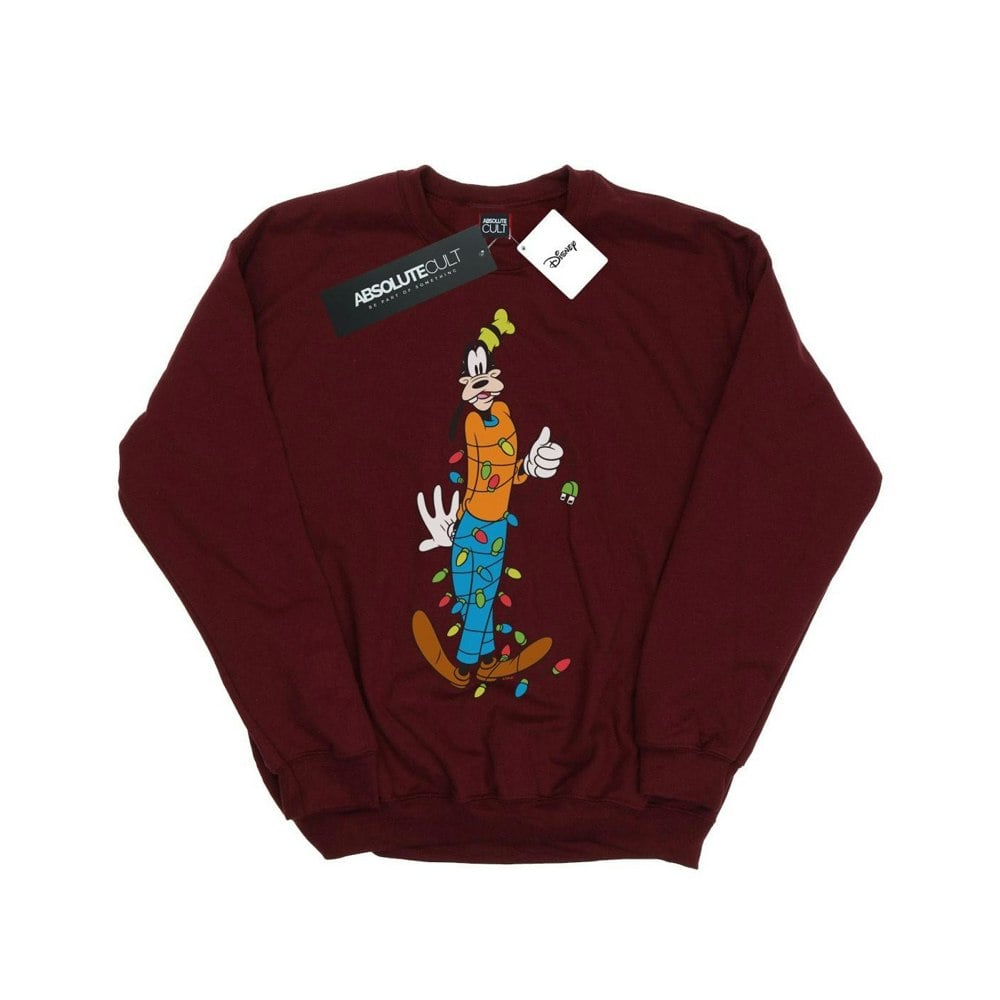 Disney Boys Goofy Christmas Lights Sweatshirt - Burgundy