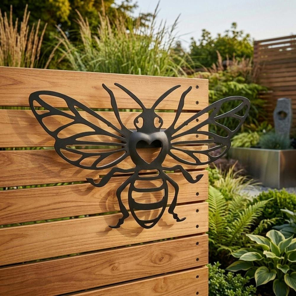 Garden Greatness Lunaria Bumble Bee Motif Solar Wall Art
