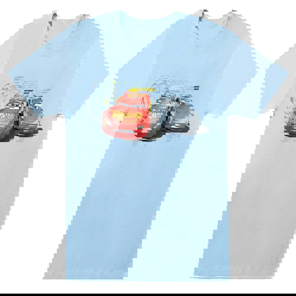 Disney Mens Cars Lightning Vs Storm T-Shirt - Baby Blue