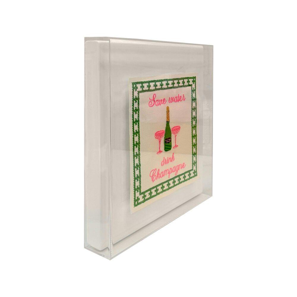 Lilly Loves Save Water Drink Champagne Embroidered Artwork Print