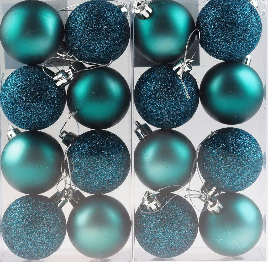 Shatchi Teal Blue Shatterproof Christmas Baubles, 10cm Hanging Tree Decorations in 3 or 6 Pack Sizes