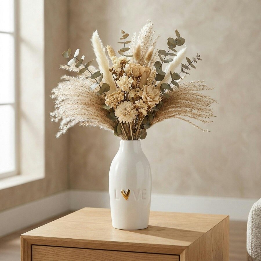 Garden Greatness Ceramic Vase with Gold Heart Design