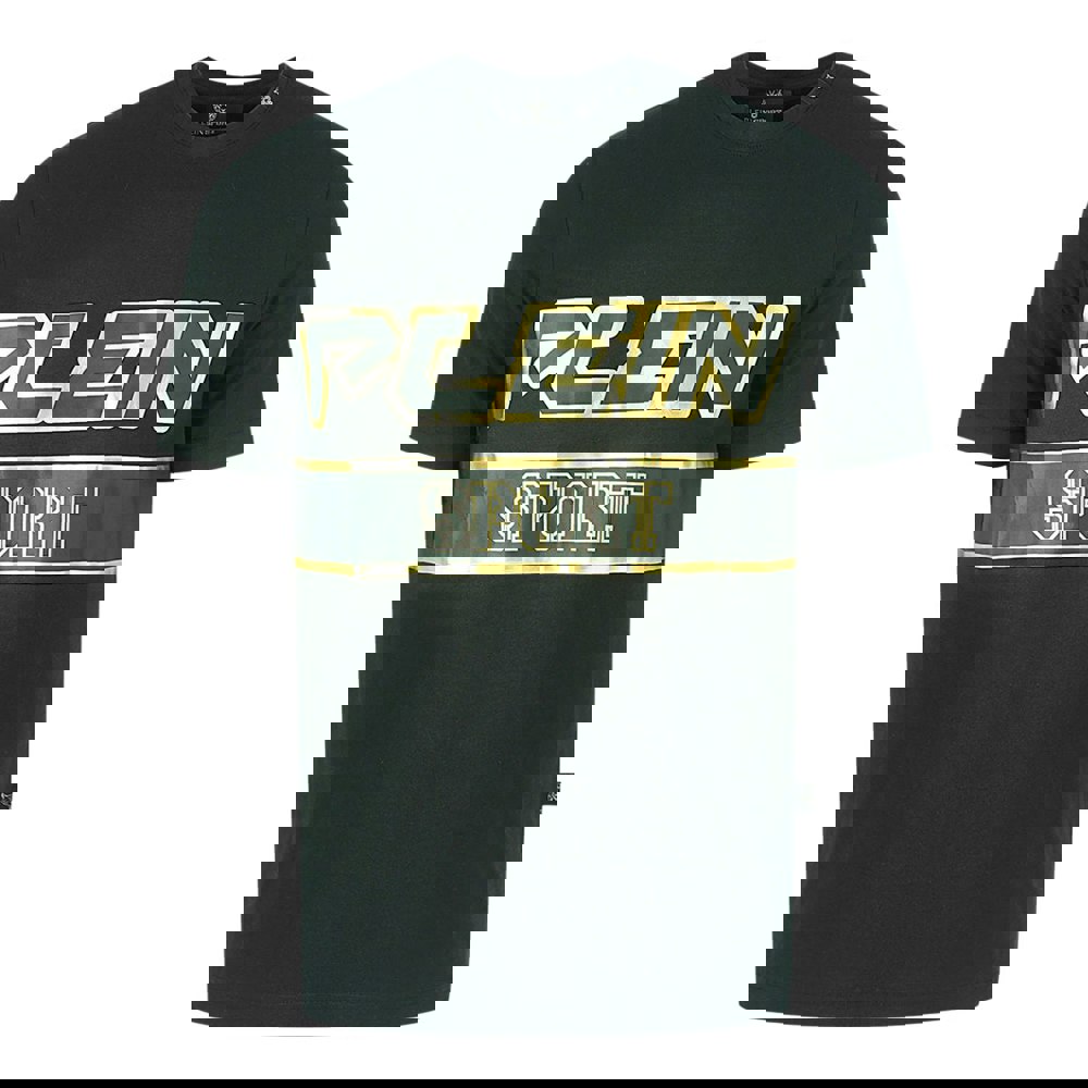 Plein Sport Gold Block Logo Black T-Shirt - Nova Clothing