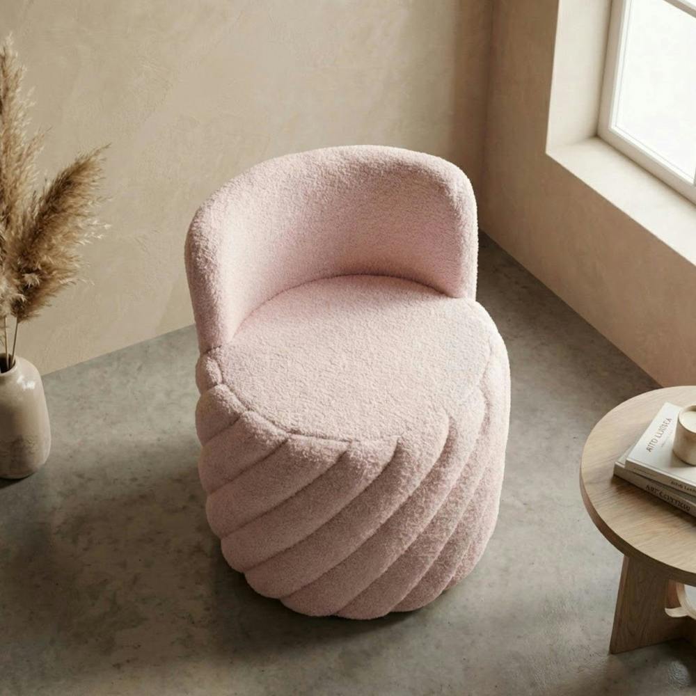 Garden Greatness Alex Swivel Blush Teddy Armchair
