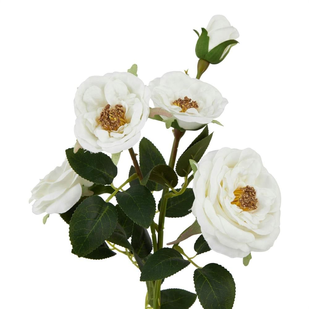 Wyld Haus Set of 3 Artificial Flowers White Hedge Rose Stems