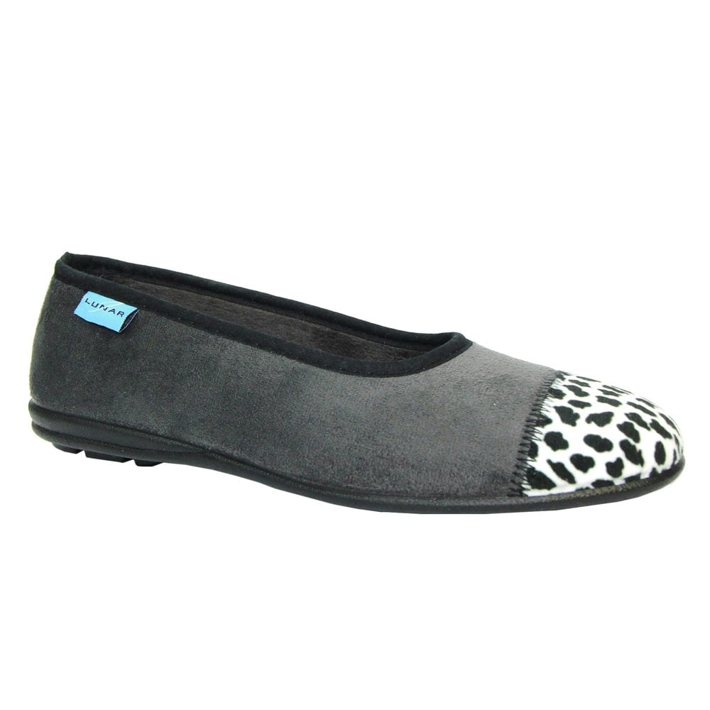 Lunar Womens/Ladies Jessie Leopard Print Slippers - Grey