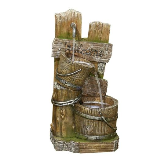 Tranquillity Water Features Fence Post Pours with Lights Traditional Water Feature