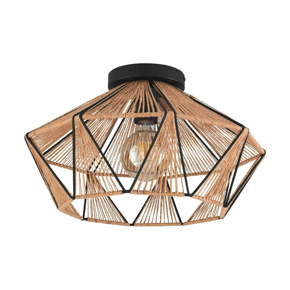 EGLO Adwickle Black/Natural Ceiling Light