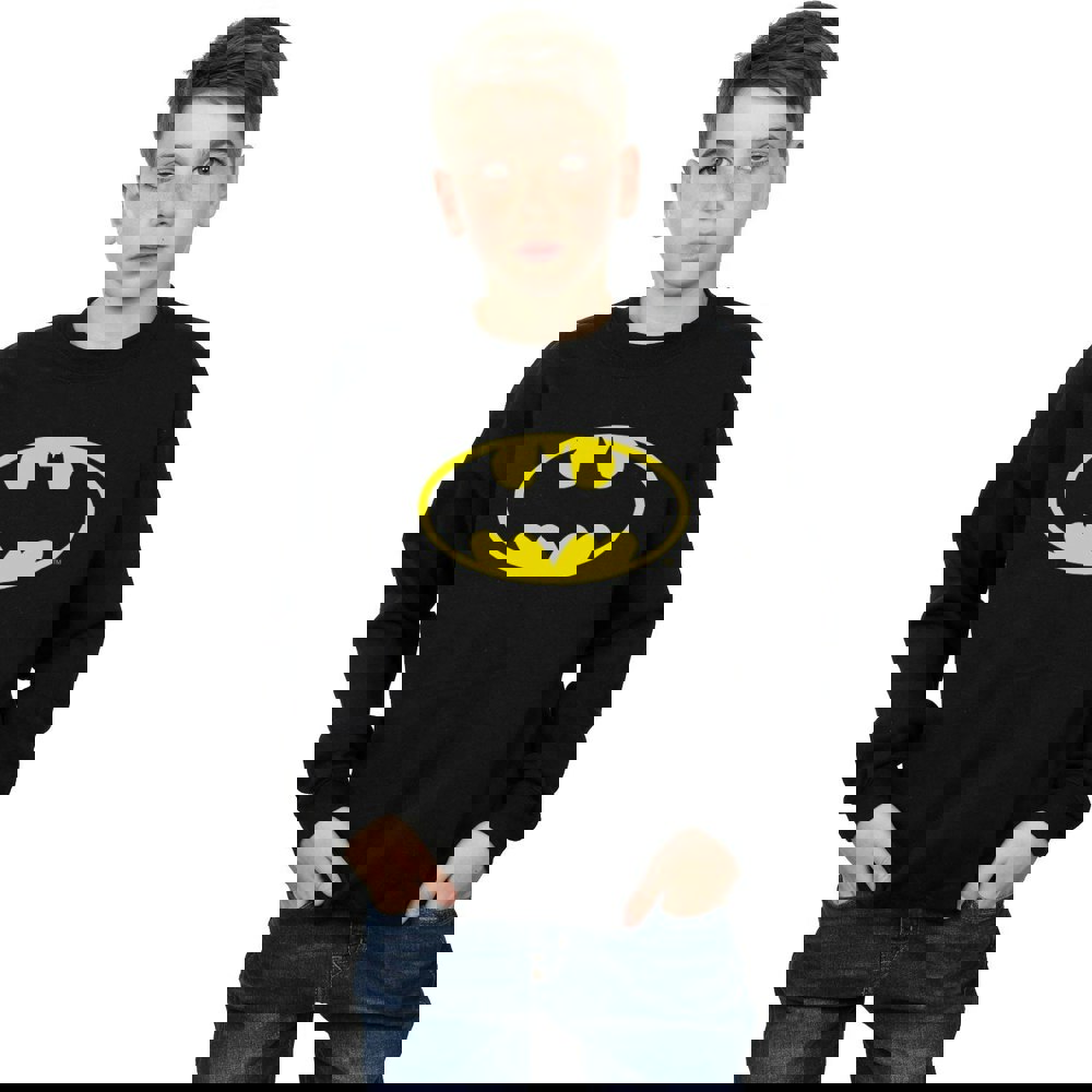 Batman Boys Logo Cotton Sweatshirt - Black