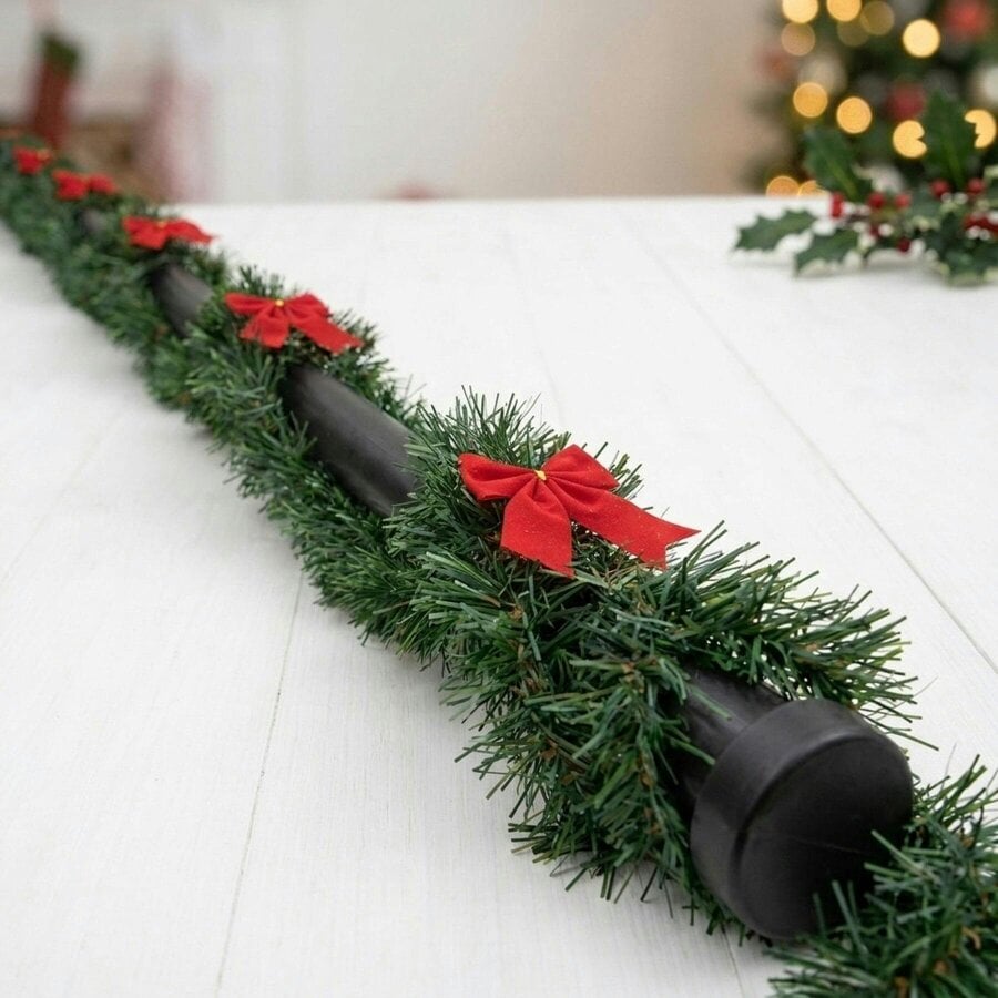Garden Greatness Vibrant Christmas Tinsel Garland with Bows - Orange