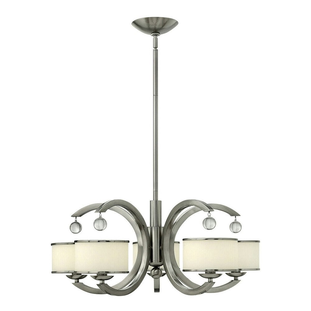 5 Bulb Chandelier Hanging Pendant LIght Brushed Nickel LED E14 60W Bulb Loops