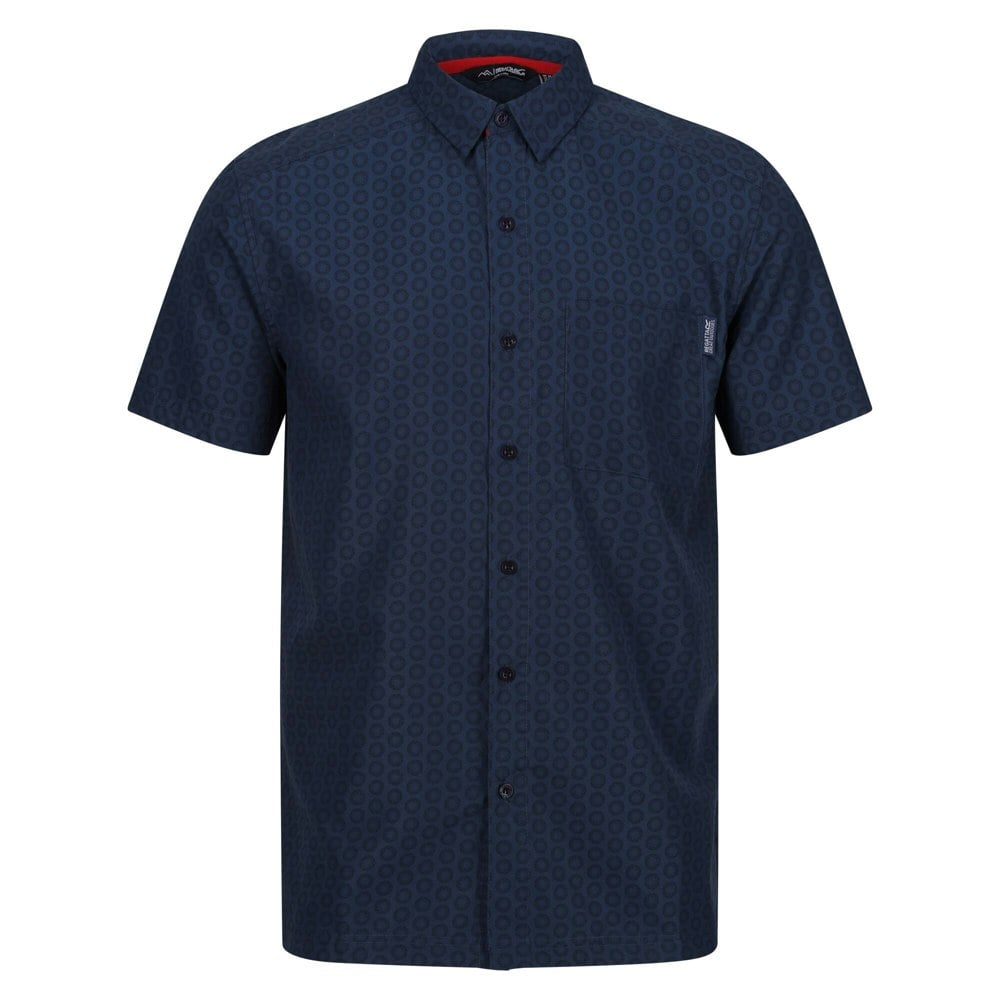 Regatta Mens Mindano VIII Patterned Short-Sleeved Shirt - Moonlight Denim/Navy
