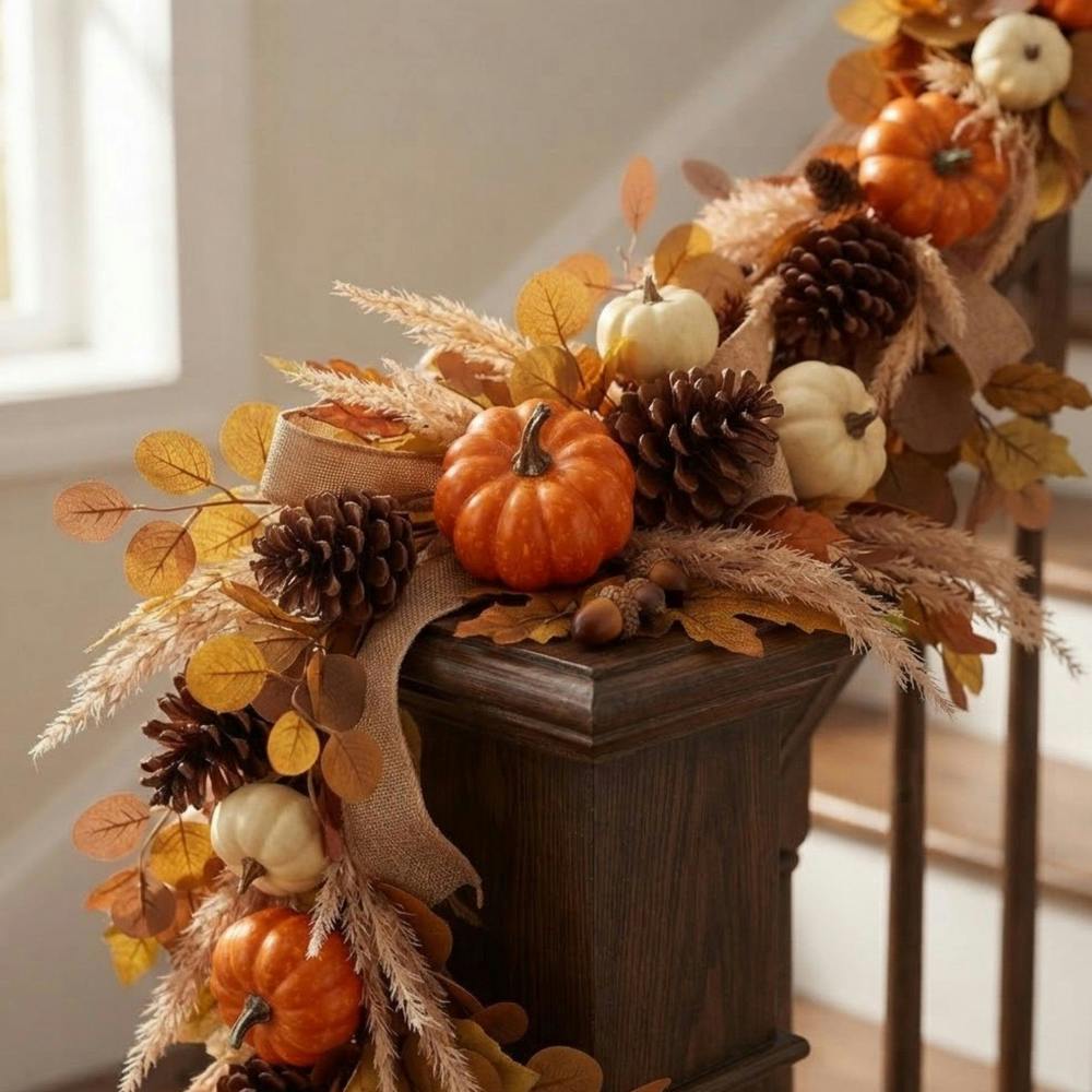 Garden Greatness 6ft Realistic Autumn Pumpkin Garland