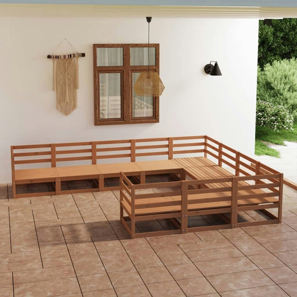 Berkfield 10 Piece Garden Lounge Set Solid Pinewood