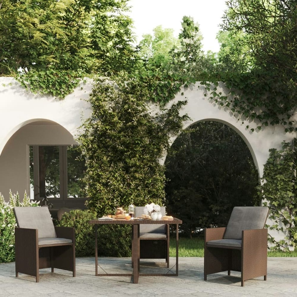 Berkfield Garden Table Brown 109x107x74 cm Poly Rattan and Glass
