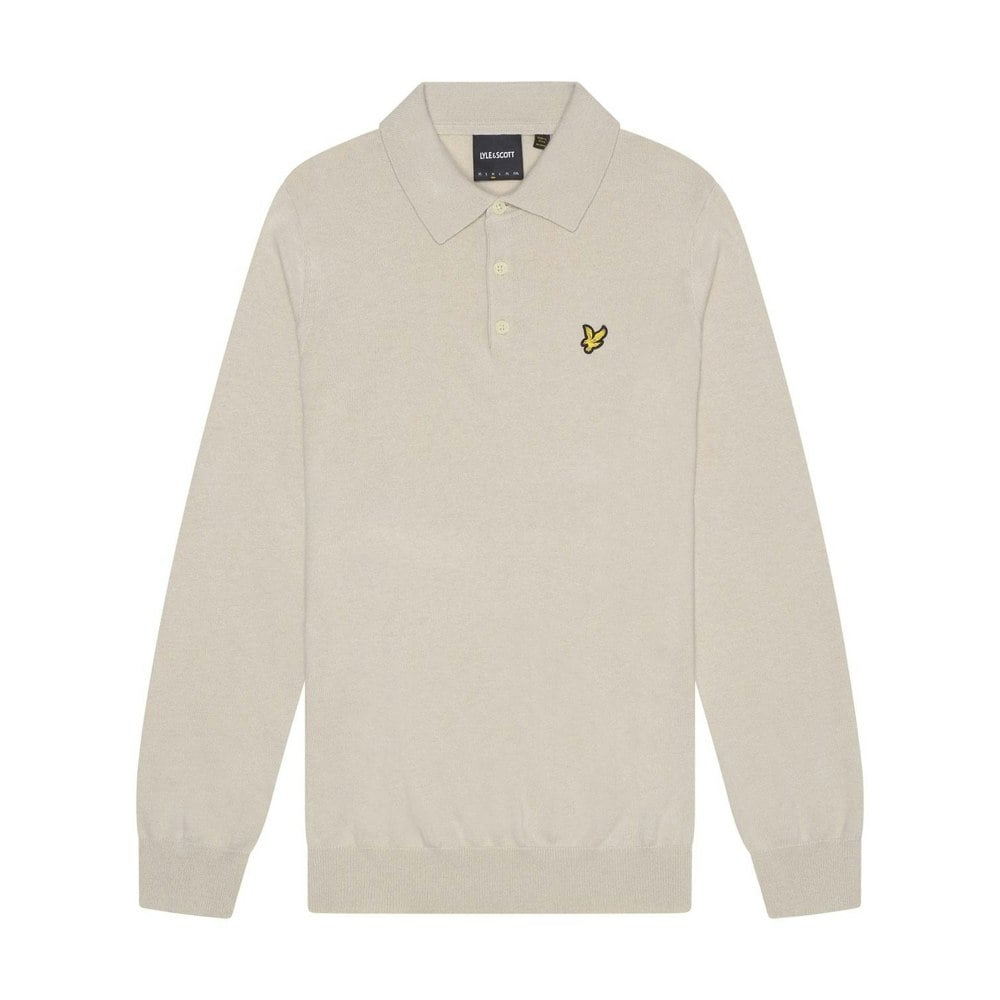 Lyle & Scott Mens Knitted Cotton Merino Long-Sleeved Polo Shirt - Cove