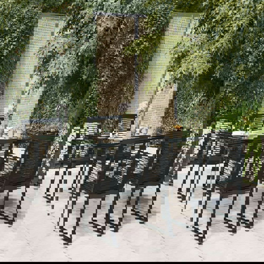 Berkfield 5 Piece Garden Dining Set Black PVC Rattan