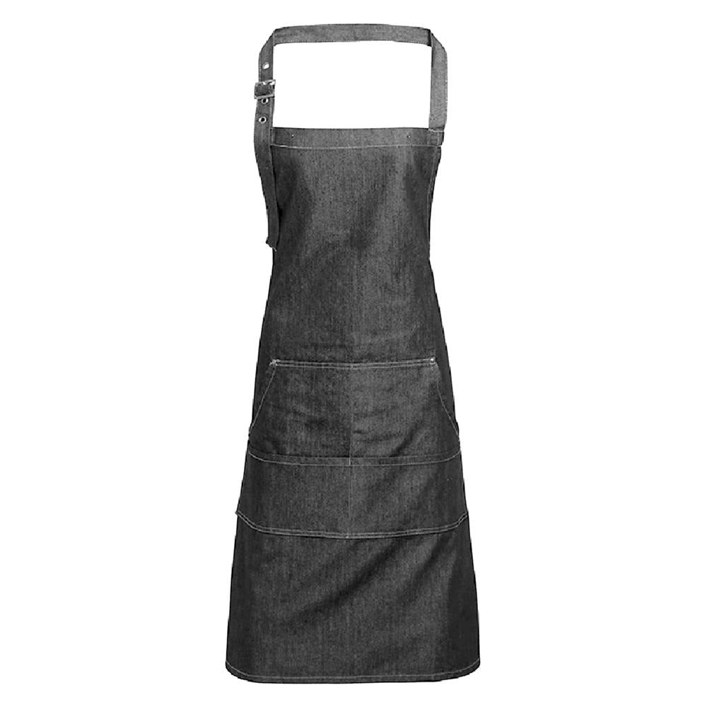 Premier Jeans Stitch Bib Apron (Pack of 2) - Black Denim - One Size - Black Denim