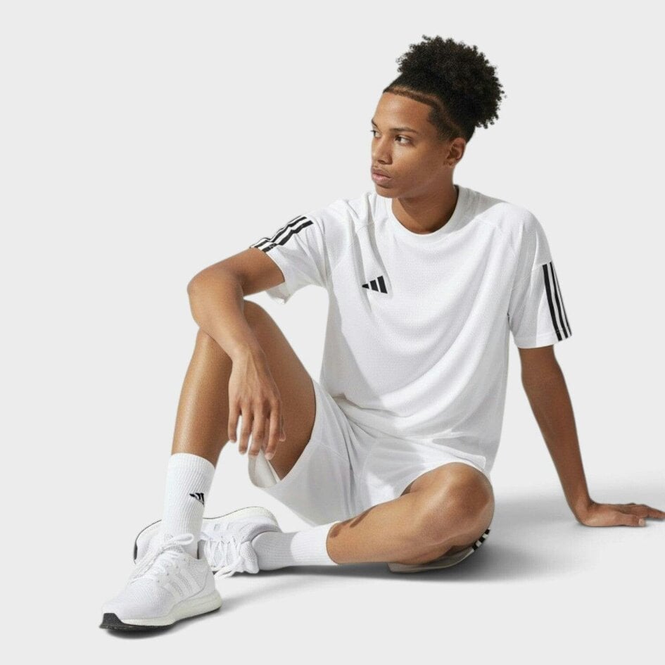 Adidas Sereno Aeroready 3 Stripes Tee White Black