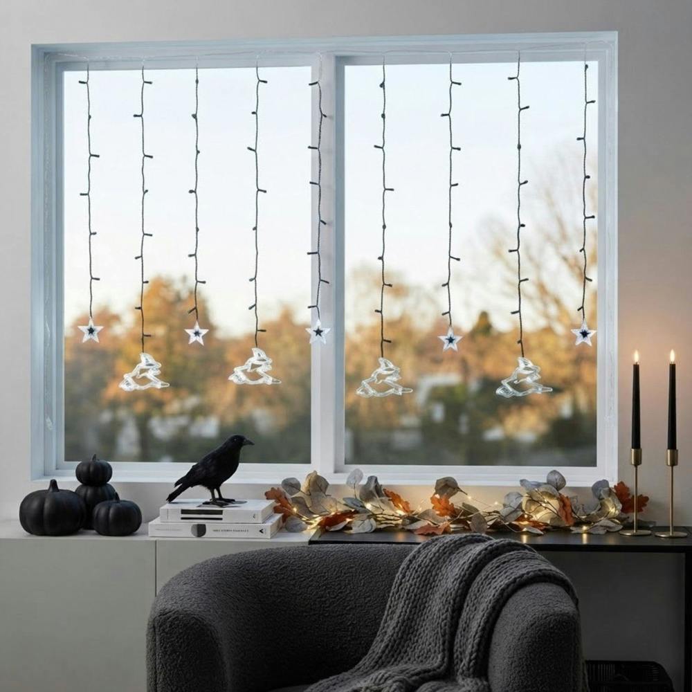 Garden Greatness Witch Silhouette Halloween Curtain Light