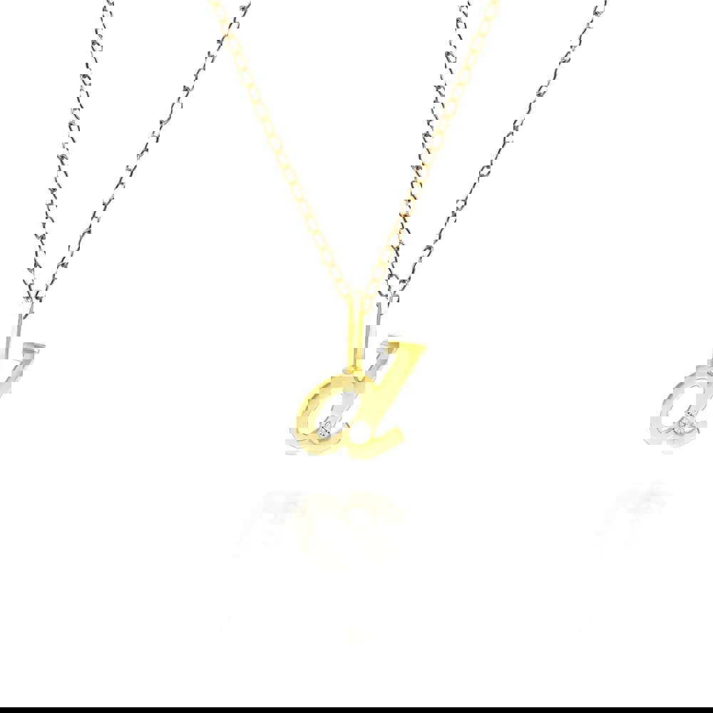 191P0775019 Alphabet Letter D Diamond pendant in 9ct Yellow Gold Front