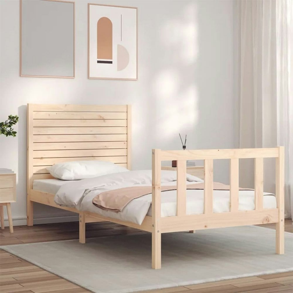 Berkfield Bed Frame with Headboard 90x200 cm Solid Wood
