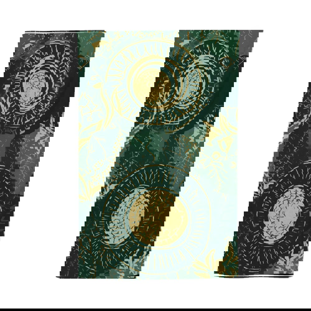Warren Reed Abstract Green Gold Moon Pattern Tea Towel