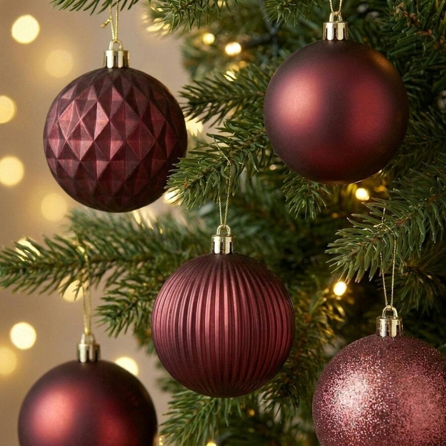 Garden Greatness Mixed Finish Christmas Bauble 20 Pack - Red