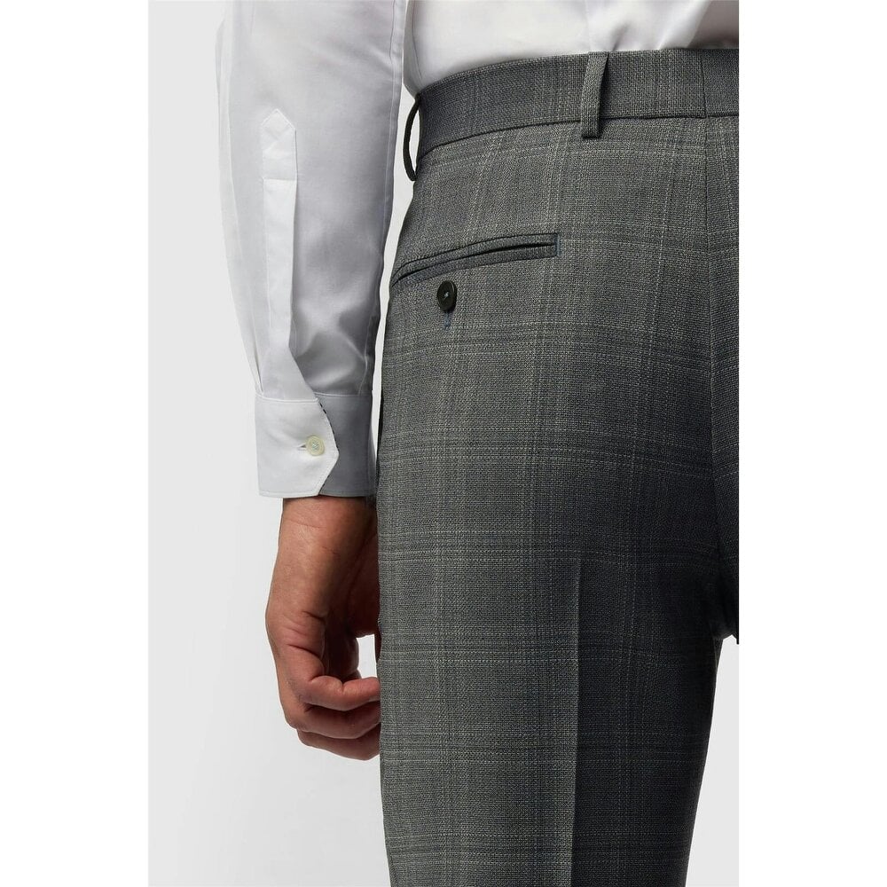 Ted Baker Slim Fit Grey Hopsack Check Trousers