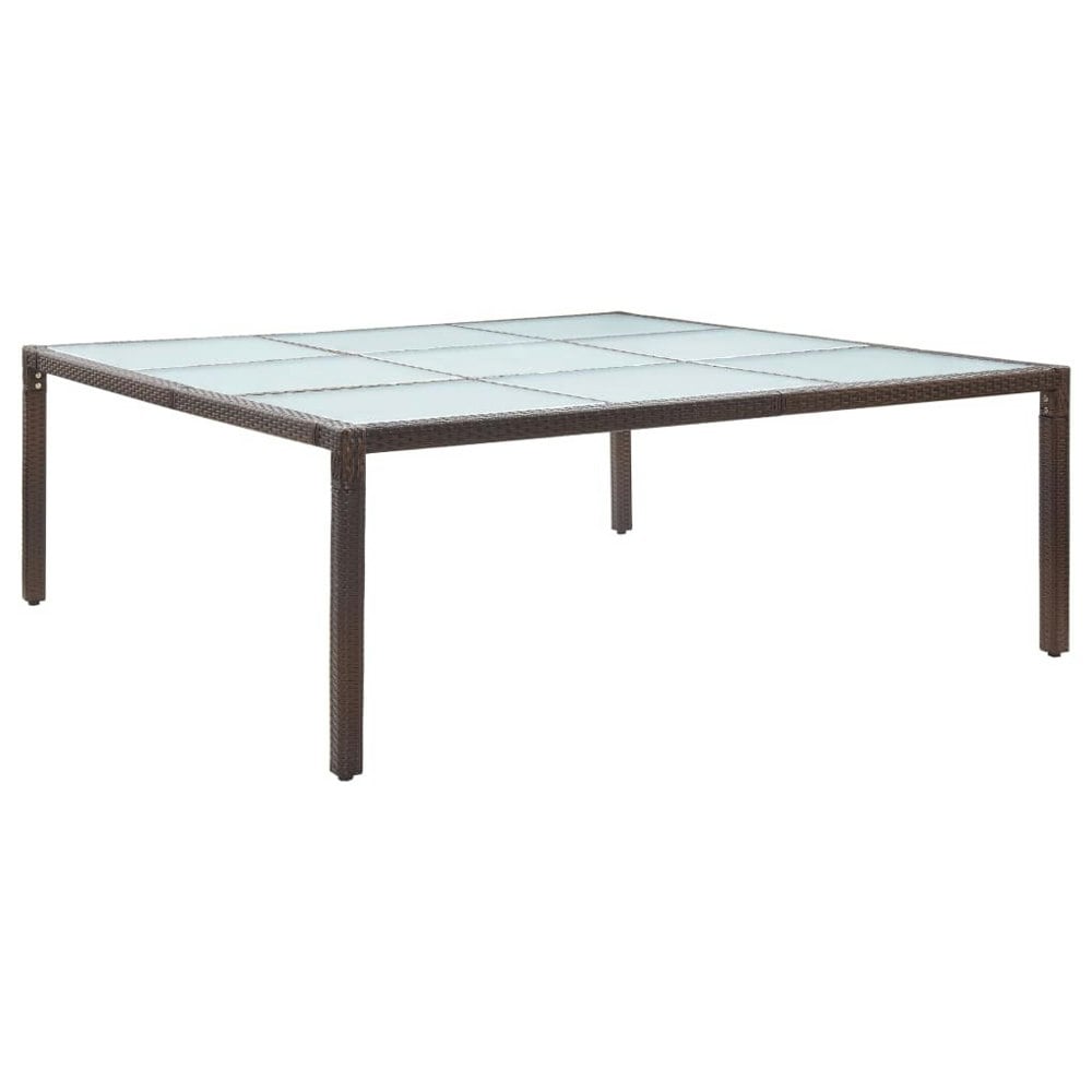 Berkfield Garden Dining Table Brown 200x200x74 cm Poly Rattan