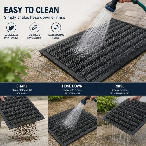 Nicoman Integrated Brush Strip Door Mat with Elevated Drainage Design