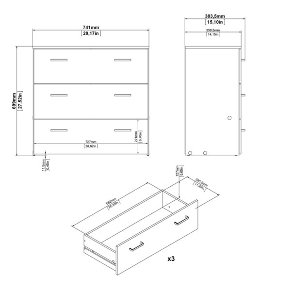Wyld Haus Berlin White Bedroom Furniture Set with Bedside Chest of Drawers and Wardrobe