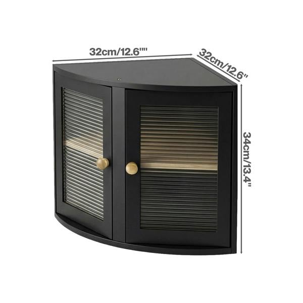 Toque Bread Bin  Corner Bread Bin for Kitchen  Double-Layer Bamboo Box  Black