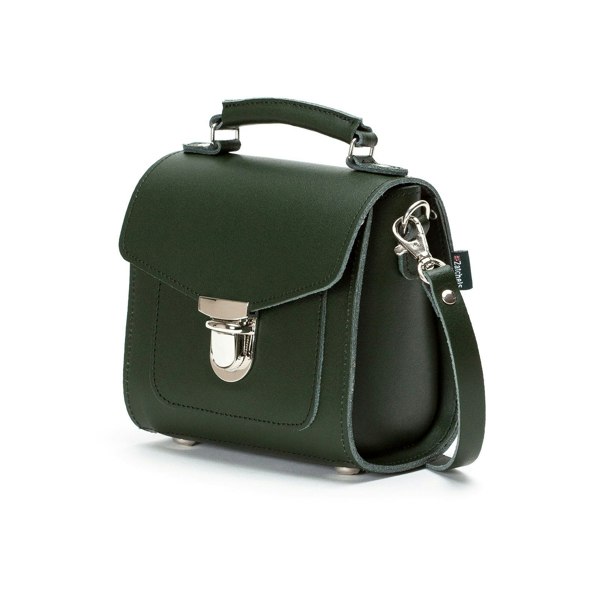 Zatchels Handmade Leather Sugarcube Handbag - Ivy Green