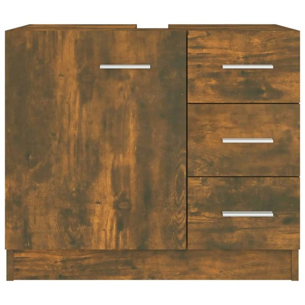 Berkfield Sink Cabinet Smoked Oak 63x30x54 cm Engineered Wood