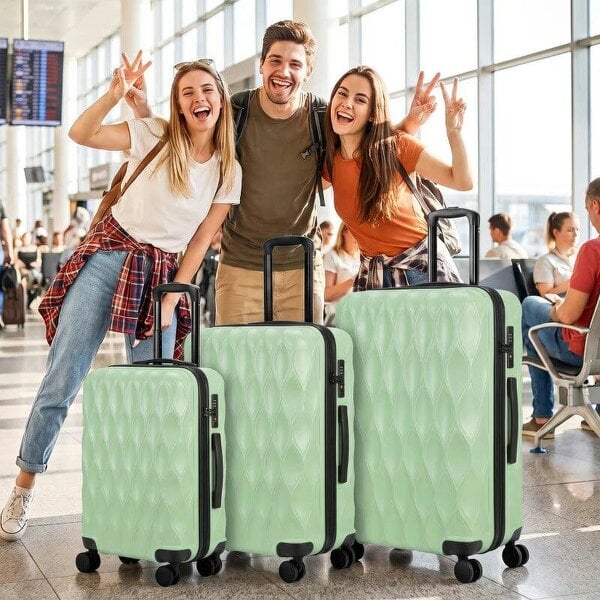 Bobobiy 3-Piece Suitcase Set, Hard Shell Carry On & Checked Luggage Set with TSA Lock, 20/24/28 Inch, Green