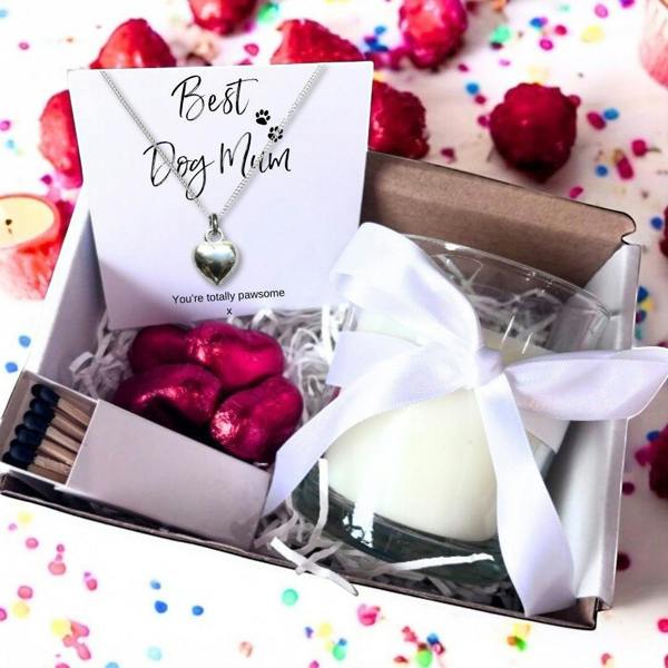 Aye Do Gifts Small Best Dog Mum Gift Hamper Necklace, Chocs & Candle
