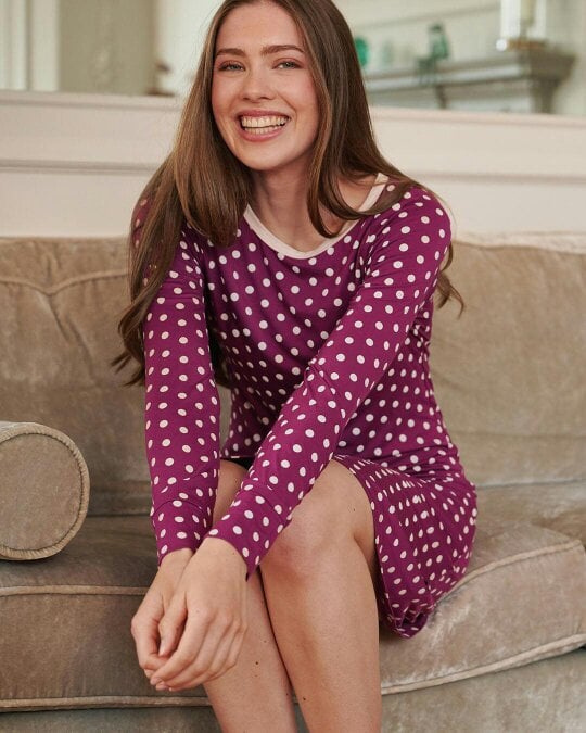 British Boxers Women's Bamboo Nightdress - Rhubarb Polka