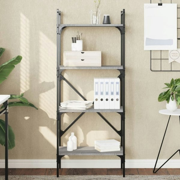 Berkfield Bookcase 4-Tier Grey Sonoma 56x31.5x138.5 cm Engineered Wood
