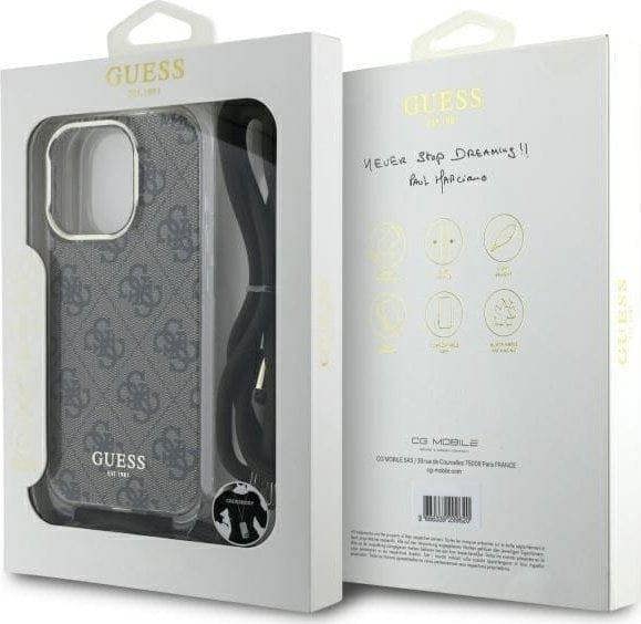 Guess Crossbody Cord 4G Print Case for iPhone 16 Pro 6.3" Brown - GUHCP16LHC4SEW