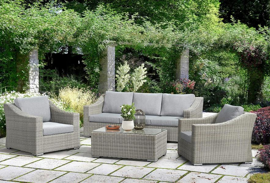 Friston Rattan Garden Furniture Set Sofa Armchairs & Coffee Table Set