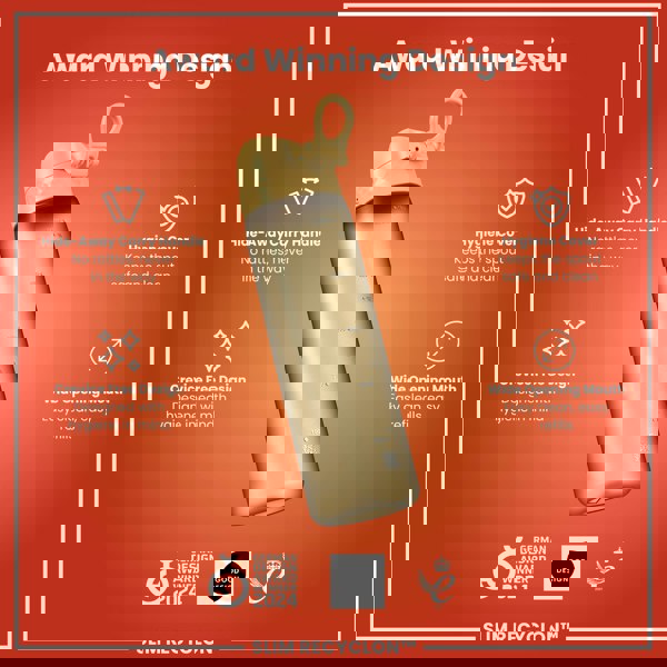 ION8 Leak Proof Slim Water Bottle, Recyclon, Desert, 500ml (18oz)